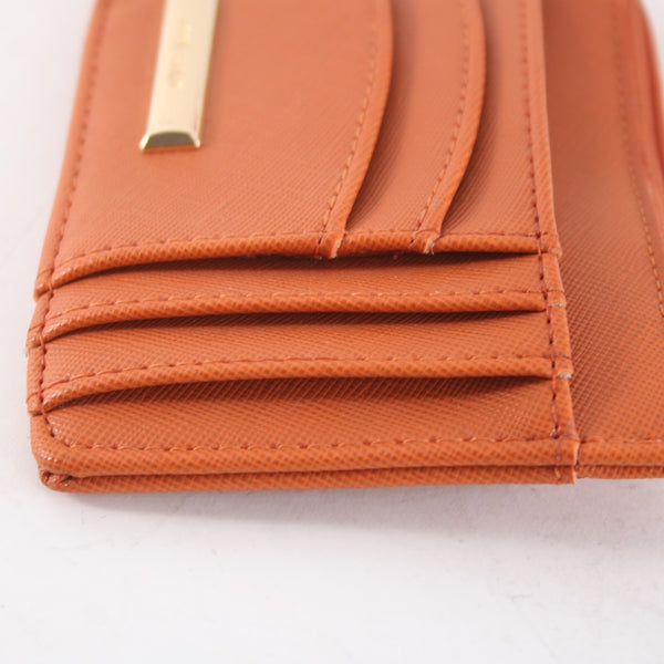 Anne Klein Wallet 5 x 3 x 1 Orange Gold Hardware Card Slots Leather Wallet