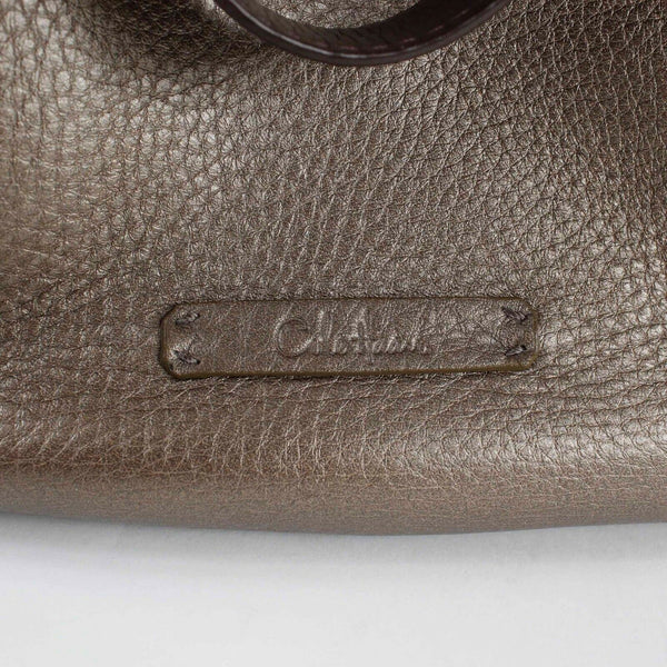 Cole Haan Sz 12 x 16 Bronze Brown Pebbled Leather Tassel Drawstring Purse