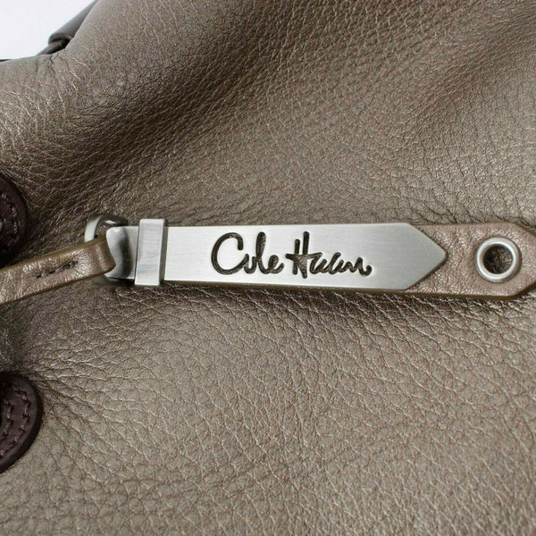 Cole Haan Sz 12 x 16 Bronze Brown Pebbled Leather Tassel Drawstring Purse