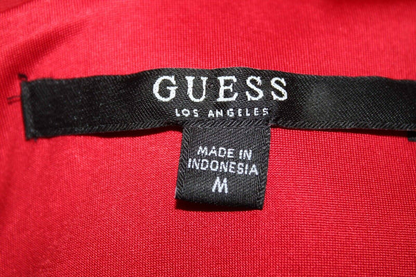 Guess Sz M Red Lined Cutout Chest Bodycon Laceup Shoulder Rayon Blend Dress