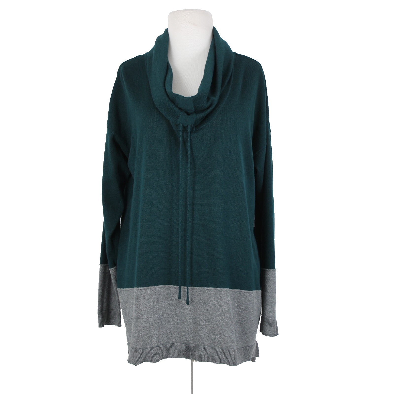 89th Madison NEW $54 Sz L Galapagos Green Gray Cowl Neck Rayon Poly Sweater