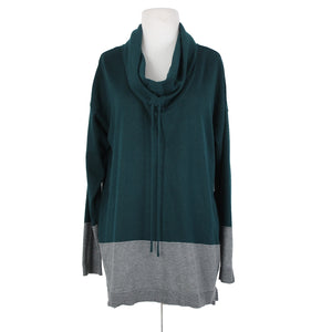 89th Madison NEW $54 Sz L Galapagos Green Gray Cowl Neck Rayon Poly Sweater