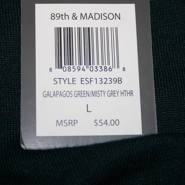 89th Madison NEW $54 Sz L Galapagos Green Gray Cowl Neck Rayon Poly Sweater