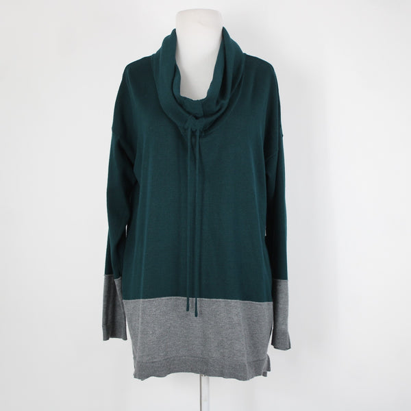 89th Madison NEW $54 Sz L Galapagos Green Gray Cowl Neck Rayon Poly Sweater