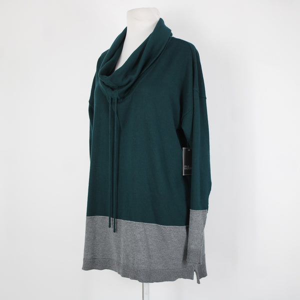 89th Madison NEW $54 Sz L Galapagos Green Gray Cowl Neck Rayon Poly Sweater
