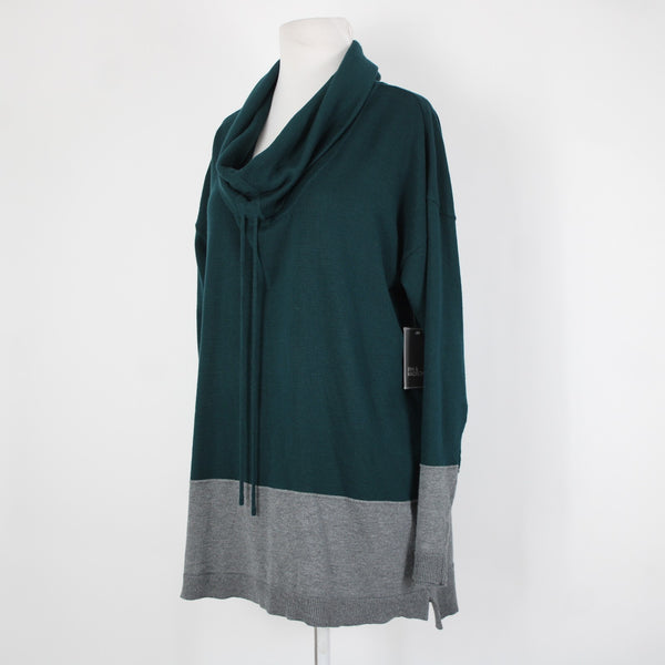 89th Madison NEW $54 Sz L Galapagos Green Gray Cowl Neck Rayon Poly Sweater