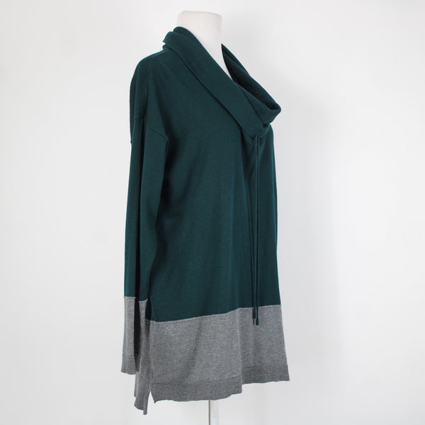 89th Madison NEW $54 Sz L Galapagos Green Gray Cowl Neck Rayon Poly Sweater