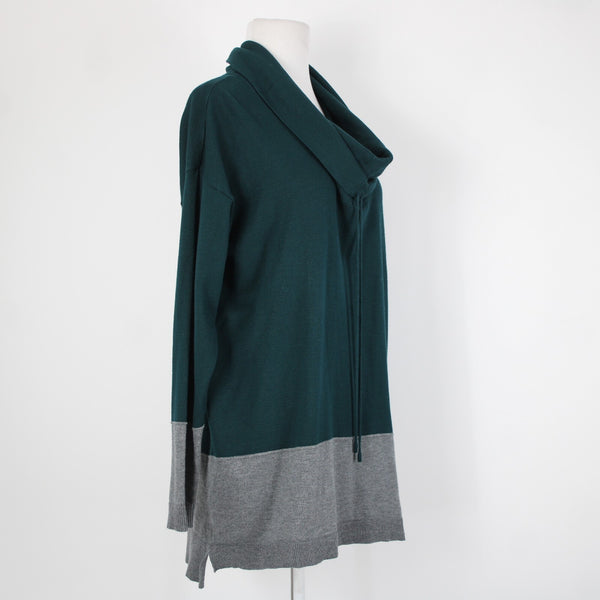 89th Madison NEW $54 Sz L Galapagos Green Gray Cowl Neck Rayon Poly Sweater