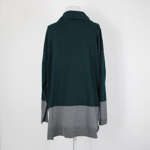 89th Madison NEW $54 Sz L Galapagos Green Gray Cowl Neck Rayon Poly Sweater