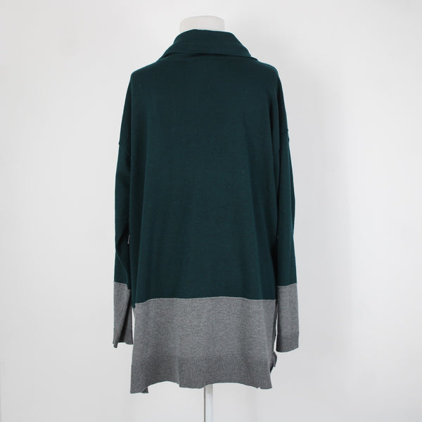 89th Madison NEW $54 Sz L Galapagos Green Gray Cowl Neck Rayon Poly Sweater
