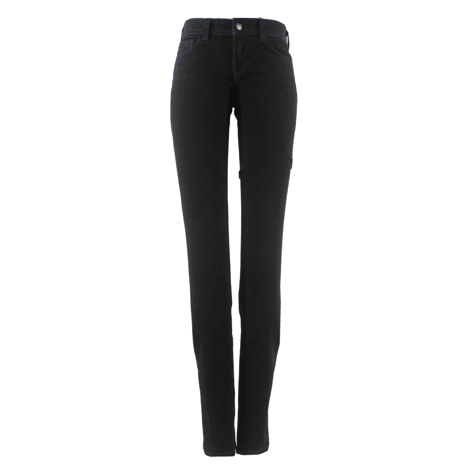J Brand Sz 25 Tall x 30 Jett Black Denim Pencil Leg 5 Pocket Cotton Blend Jean
