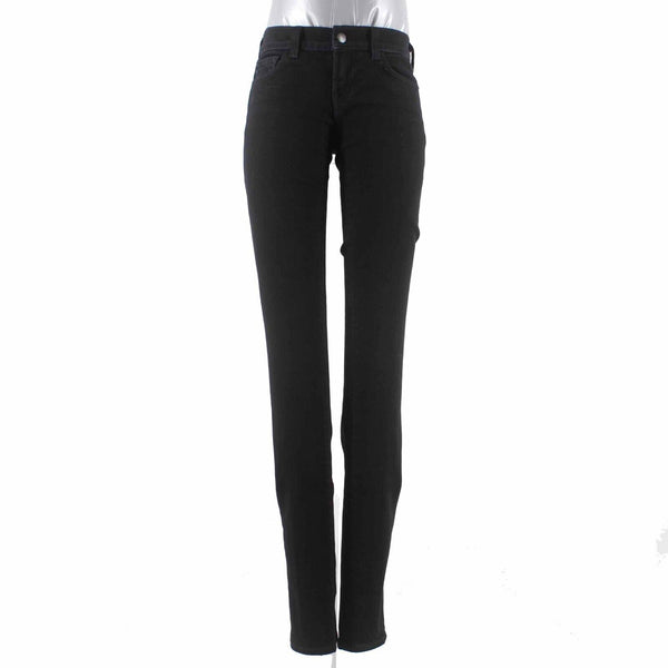 J Brand Sz 25 Tall x 30 Jett Black Denim Pencil Leg 5 Pocket Cotton Blend Jean