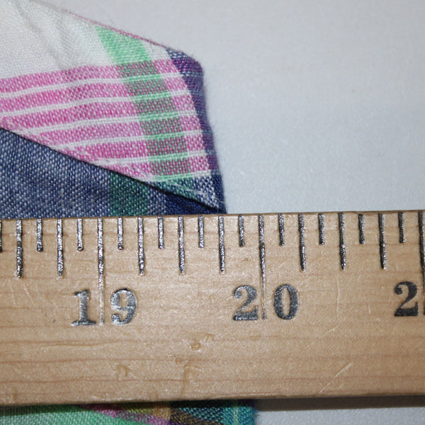 Talbots Top Sz L Blue Pink Multi Color Plaid V Neck Sleeveless 100% Linin Top