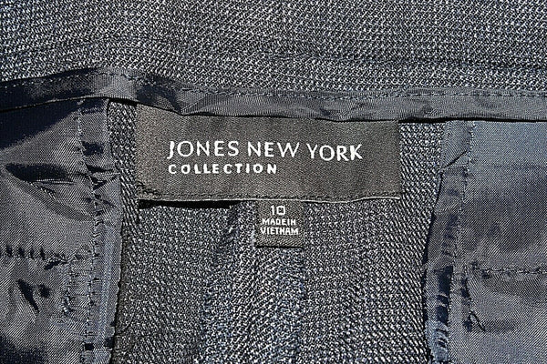 Jones New York 10 x 29.5 Navy Gray Polyester Rayon Knit Unlined Trouser Pants
