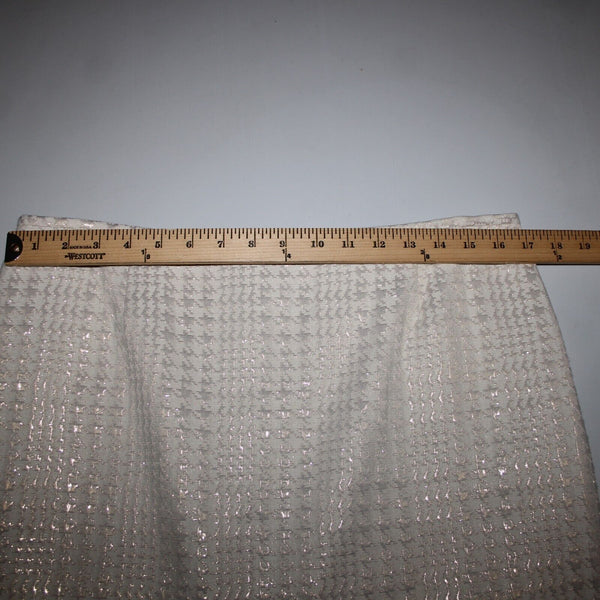 Calvin Klein Sz 12 Cream Tan Gold Metallic Cotton Polyester Lined Pencil Skirt