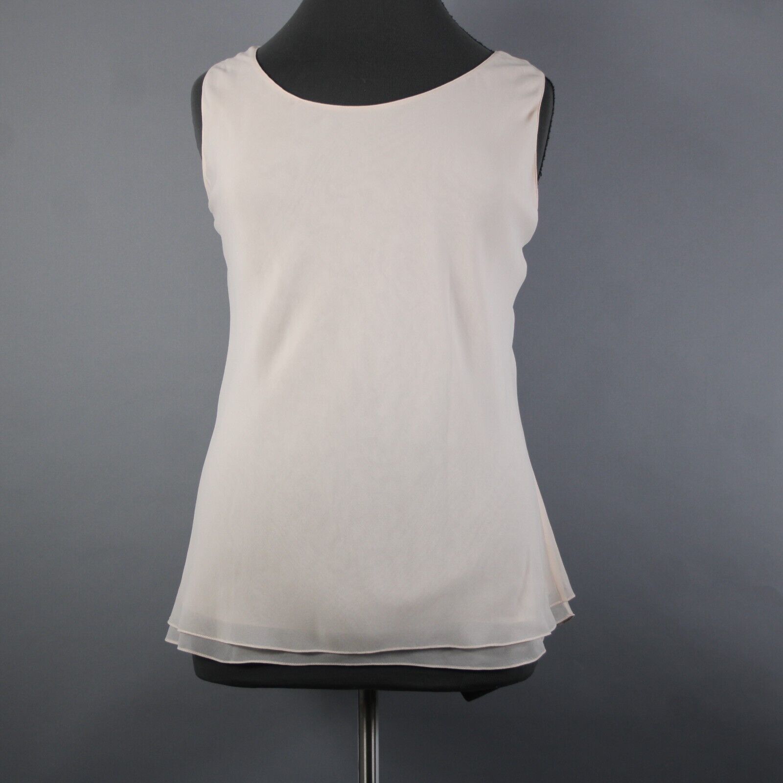 Ellen Tracy NEW $208 Sz 24 Peach Pink Layered 100% Silk Polyester Basic Top