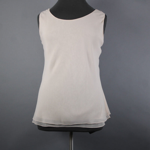Ellen Tracy NEW $208 Sz 24 Peach Pink Layered 100% Silk Polyester Basic Top