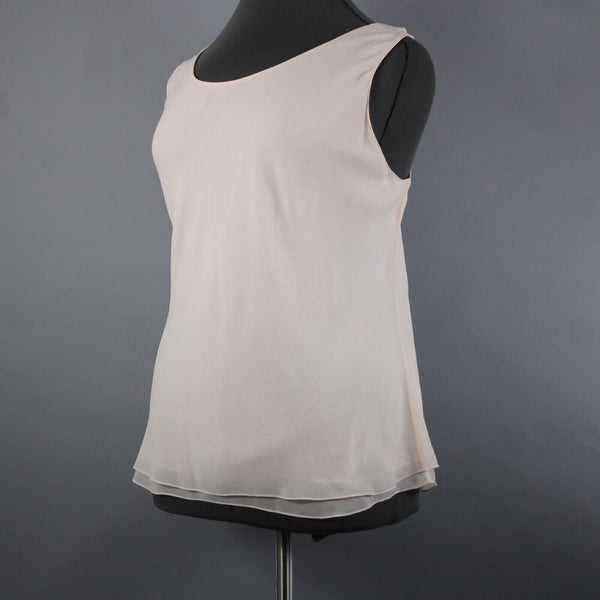 Ellen Tracy NEW $208 Sz 24 Peach Pink Layered 100% Silk Polyester Basic Top