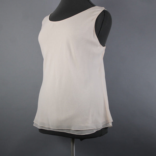 Ellen Tracy NEW $208 Sz 24 Peach Pink Layered 100% Silk Polyester Basic Top