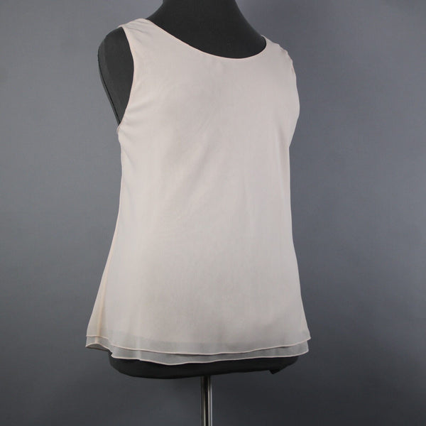 Ellen Tracy NEW $208 Sz 24 Peach Pink Layered 100% Silk Polyester Basic Top