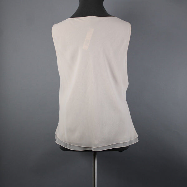 Ellen Tracy NEW $208 Sz 24 Peach Pink Layered 100% Silk Polyester Basic Top