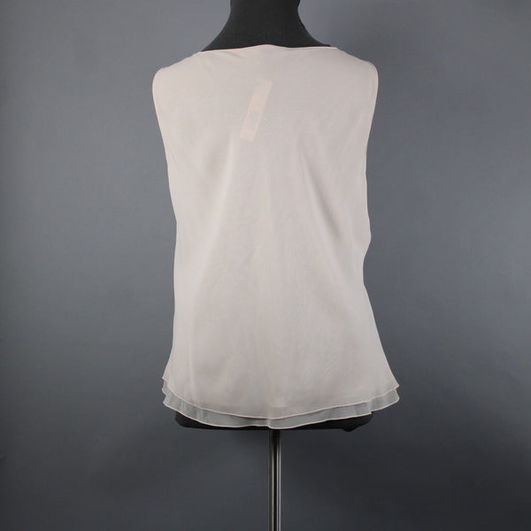Ellen Tracy NEW $208 Sz 24 Peach Pink Layered 100% Silk Polyester Basic Top