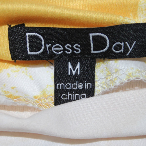 Dress Day Jumpsuit NEW $43 Sz M Yellow White Short Sleeve Poly Jumpsuit