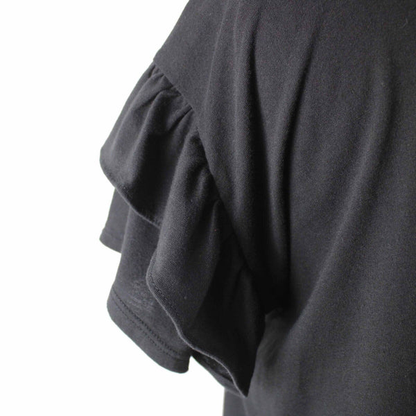 White House Black Market NEW $58 Sz XL Black Ruffle Sleeve Polyester Cotton Top