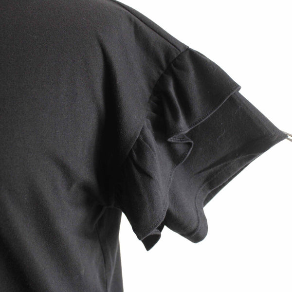 White House Black Market NEW $58 Sz XL Black Ruffle Sleeve Polyester Cotton Top