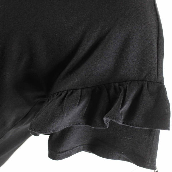 White House Black Market NEW $58 Sz XL Black Ruffle Sleeve Polyester Cotton Top