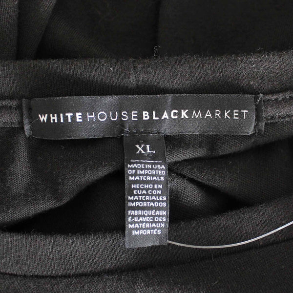 White House Black Market NEW $58 Sz XL Black Ruffle Sleeve Polyester Cotton Top