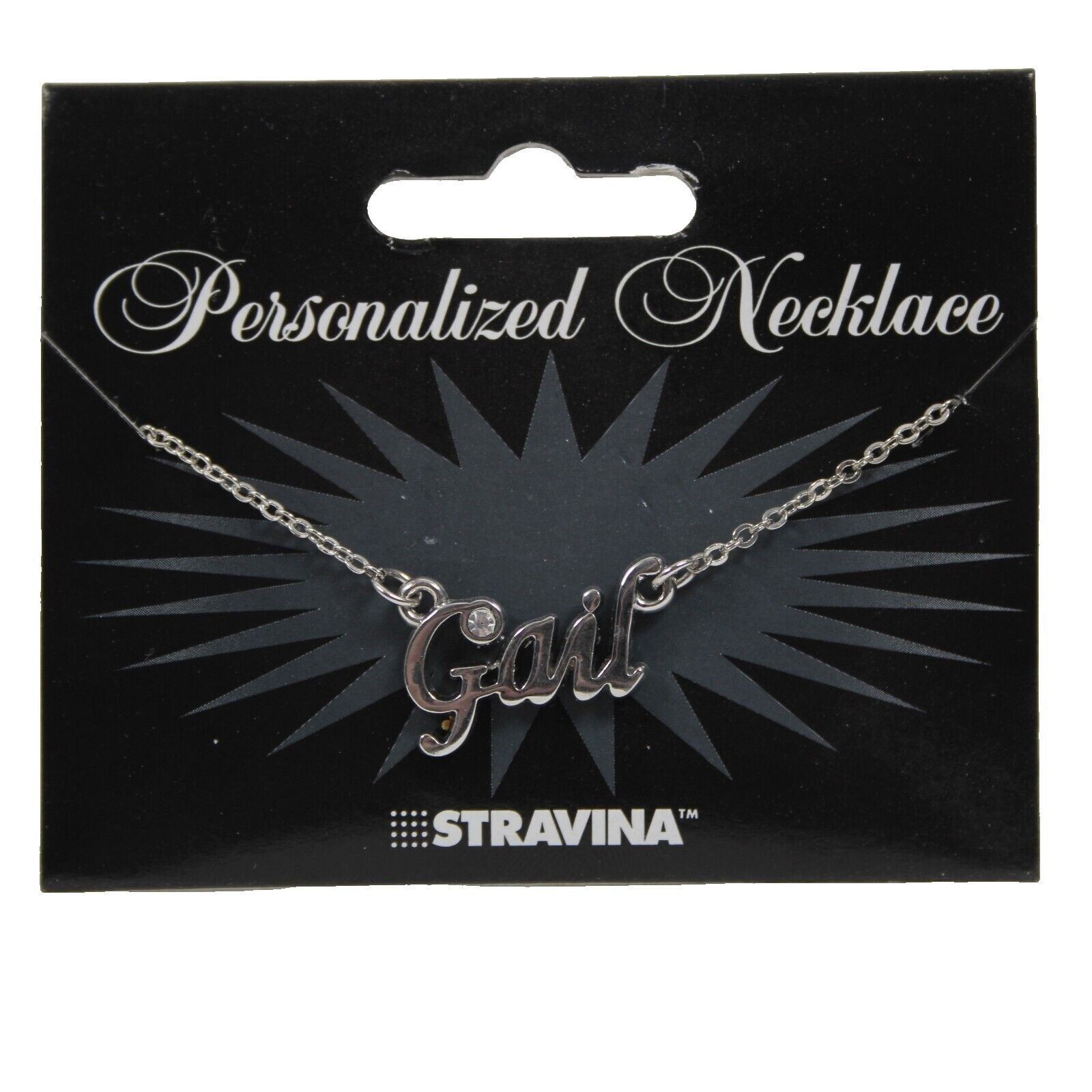 GAIL NEW Name Silvertone Rhinestone 14.5" w 4.5" Multi Ring Ext Necklace