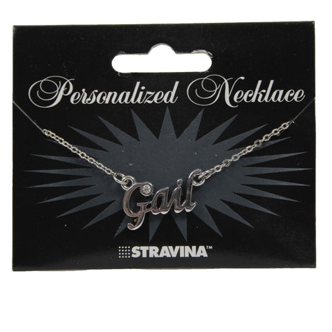 GAIL NEW Name Silvertone Rhinestone 14.5" w 4.5" Multi Ring Ext Necklace