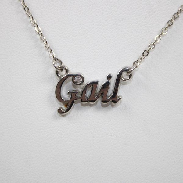 GAIL NEW Name Silvertone Rhinestone 14.5" w 4.5" Multi Ring Ext Necklace