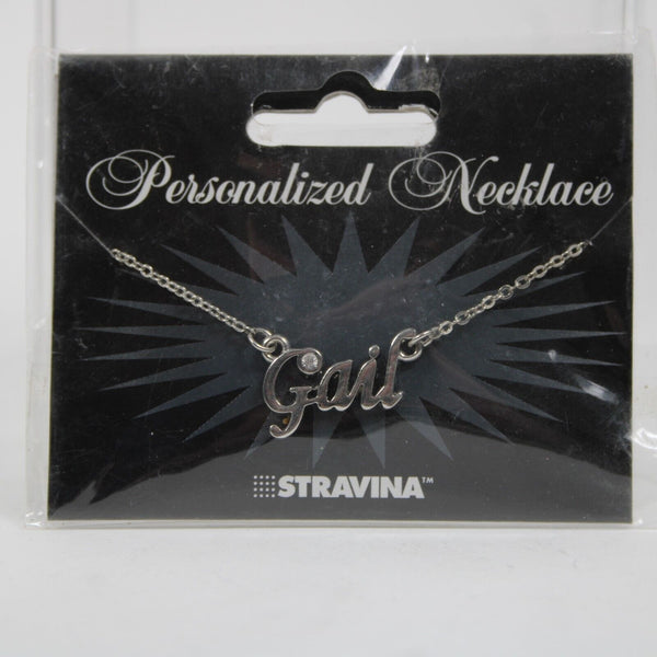 GAIL NEW Name Silvertone Rhinestone 14.5" w 4.5" Multi Ring Ext Necklace