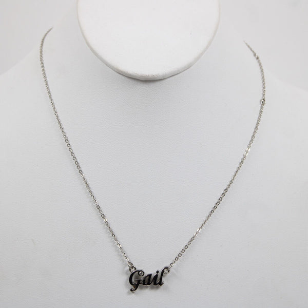 GAIL NEW Name Silvertone Rhinestone 14.5" w 4.5" Multi Ring Ext Necklace