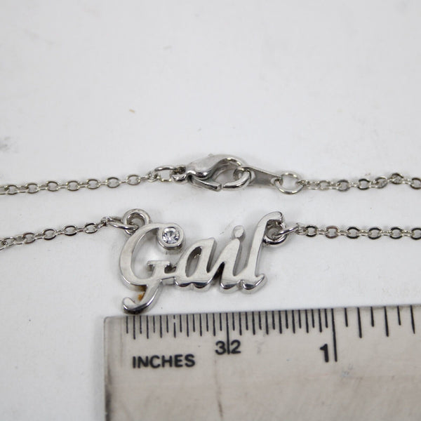 GAIL NEW Name Silvertone Rhinestone 14.5" w 4.5" Multi Ring Ext Necklace