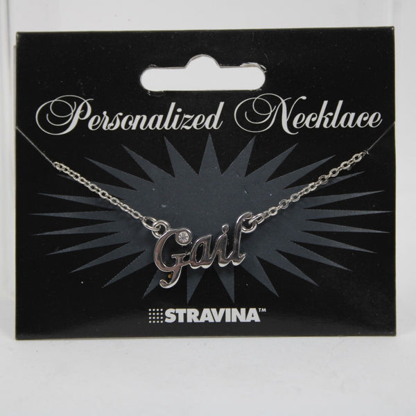 GAIL NEW Name Silvertone Rhinestone 14.5" w 4.5" Multi Ring Ext Necklace
