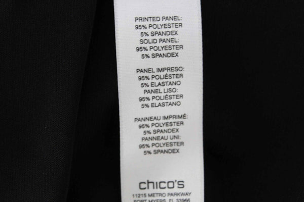 Chicos Sz 0 Black White Asymmetrical Hem Jersey Polyester Blend Top