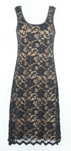 Karen Kane Sz S Black Tan Lace Overlay Stretch Nylon Rayon Spandex Dress