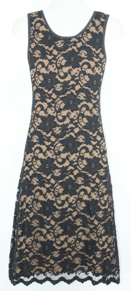 Karen Kane Sz S Black Tan Lace Overlay Stretch Nylon Rayon Spandex Dress