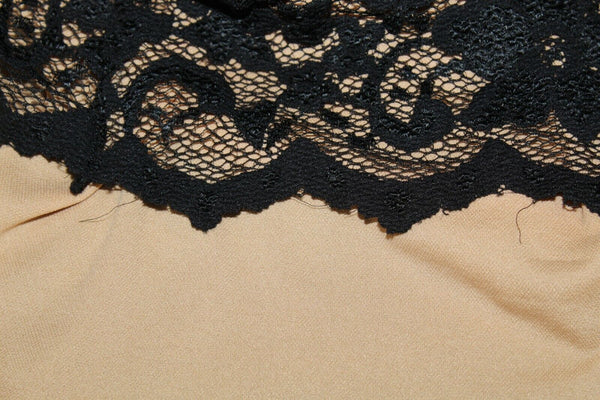 Karen Kane Sz S Black Tan Lace Overlay Stretch Nylon Rayon Spandex Dress