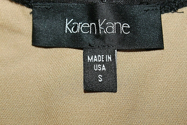 Karen Kane Sz S Black Tan Lace Overlay Stretch Nylon Rayon Spandex Dress