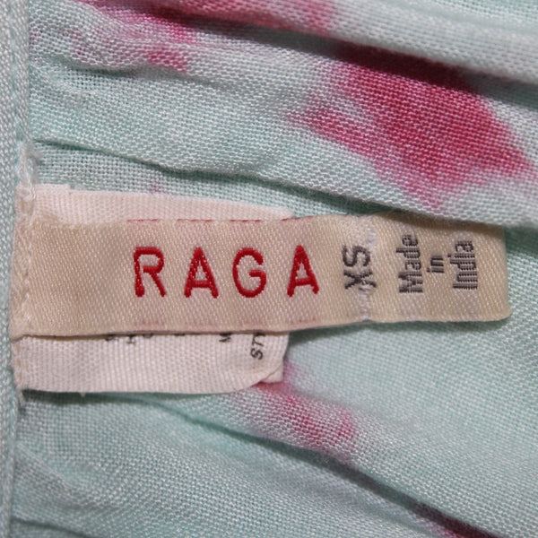 Raga Dress Sz XS Blue Pink Tie Dye Maxi Drawstring Waist 100% Viscose Dress