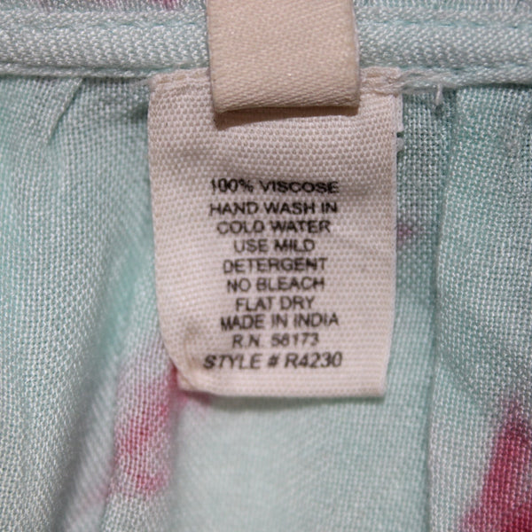 Raga Dress Sz XS Blue Pink Tie Dye Maxi Drawstring Waist 100% Viscose Dress