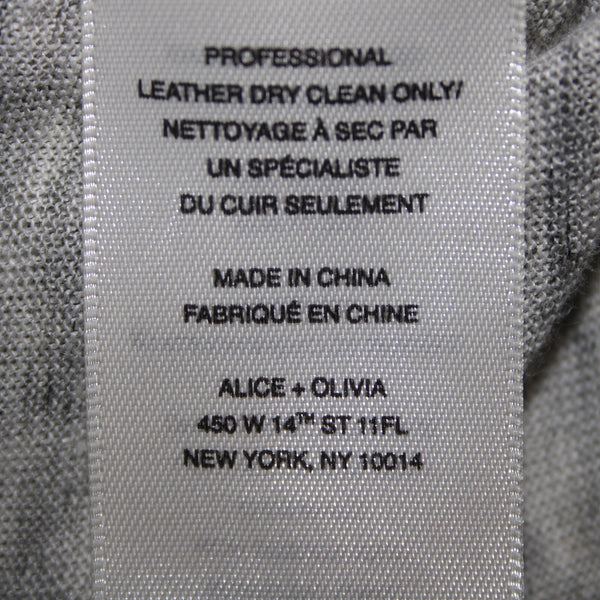 Alice Olivia Air Sz SP Gray Black Leather Trim Cross Open Back 100% Linen Top