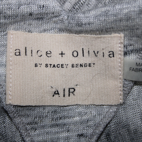 Alice Olivia Air Sz SP Gray Black Leather Trim Cross Open Back 100% Linen Top