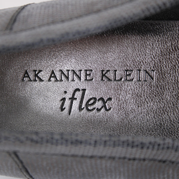 Anne Klein Flats Iflex Akkismet Sz 8 M Silver Bow Detail Leather Flats