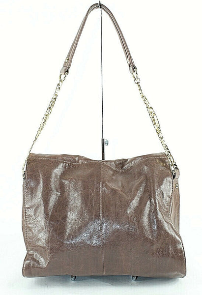 Hype Sz 13 x 10 x 6 Taupe Flap Tassel Goldtone Chain Shoulder Purse 6620Q