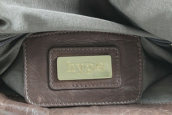 Hype Sz 13 x 10 x 6 Taupe Flap Tassel Goldtone Chain Shoulder Purse 6620Q